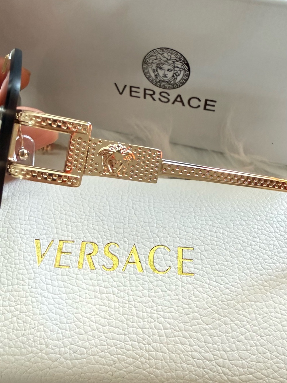 Versace Women's Rimless Gold Sunglasses - Brown Gradient Lenses - Picture 6 of 8